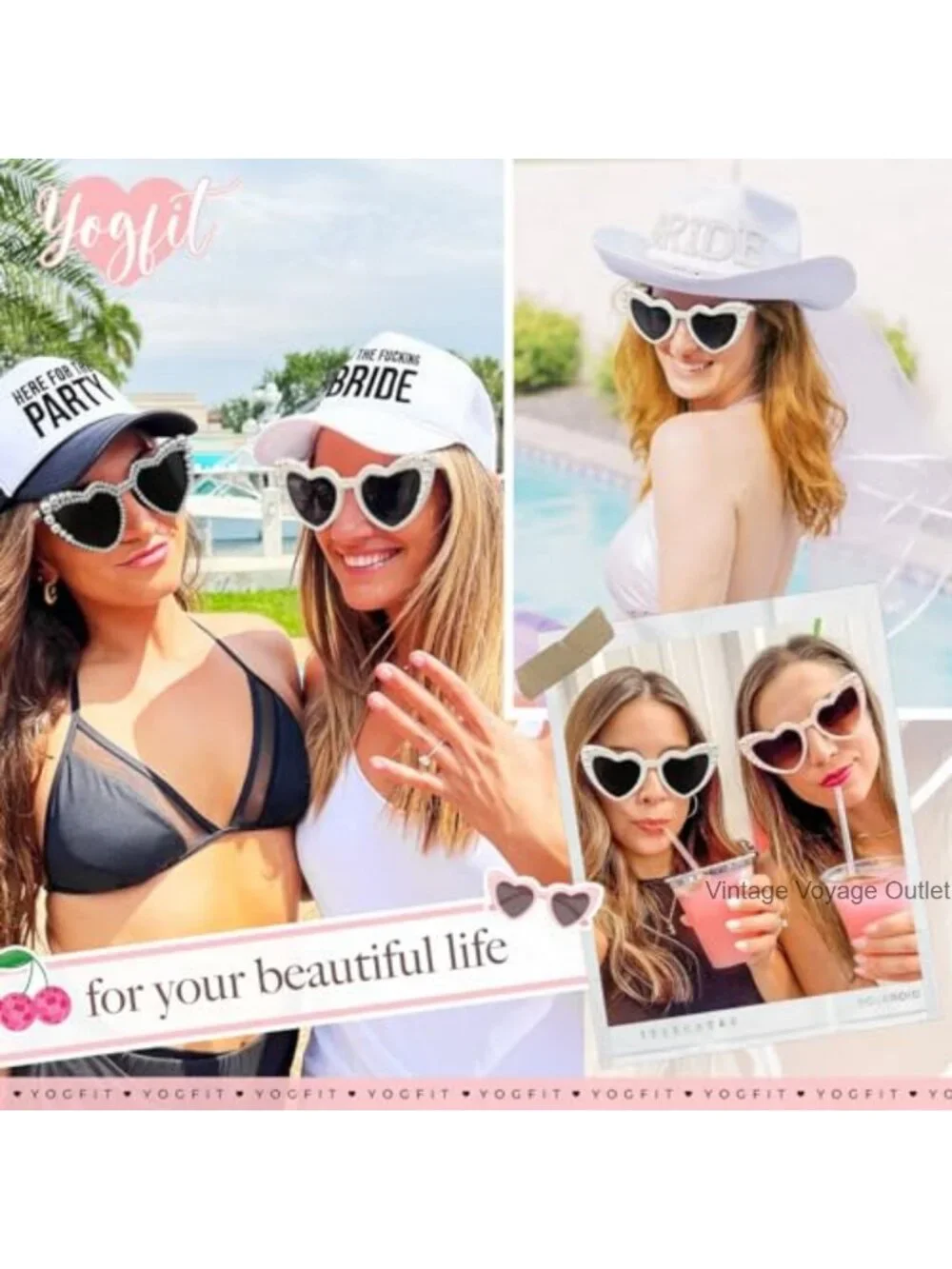 Heart Sunglasses for Women Cute Love Eye Protection UV Blocking Retro Party